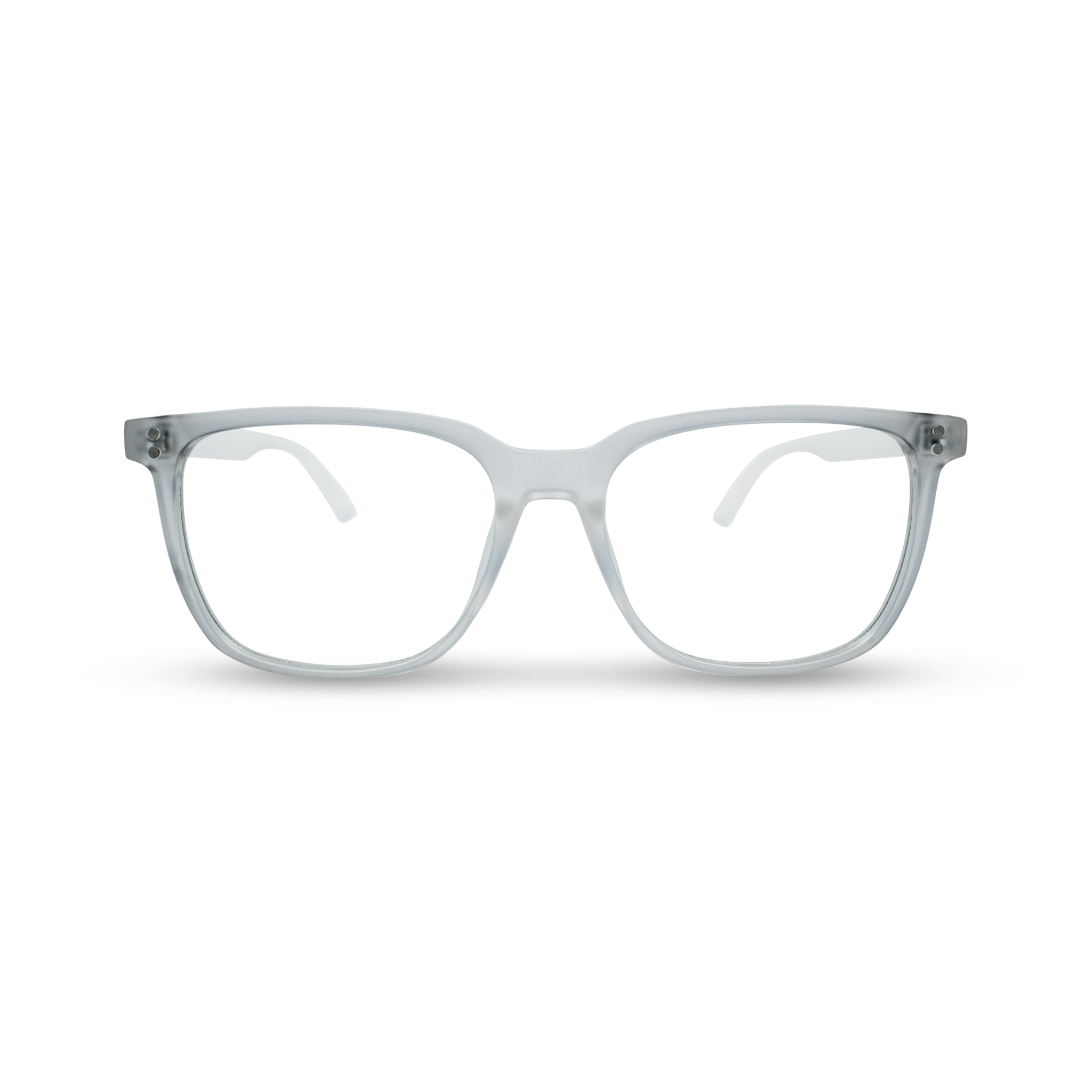 Stijlvolle transparante bril met rechthoekige montuur, perfect voor dagelijks gebruik en modebewuste look.