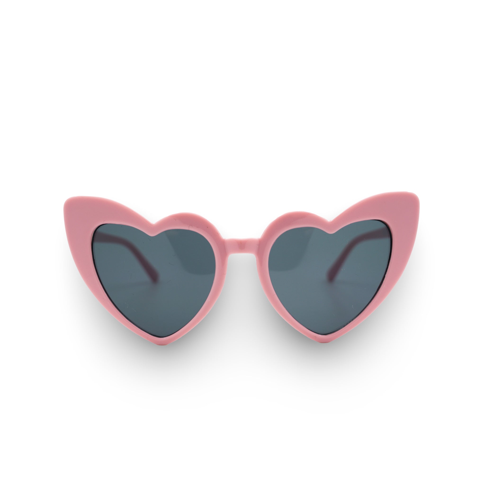 Roze hartvormige zonnebril met donkere glazen, stijlvol en trendy voor zomerse dagen.