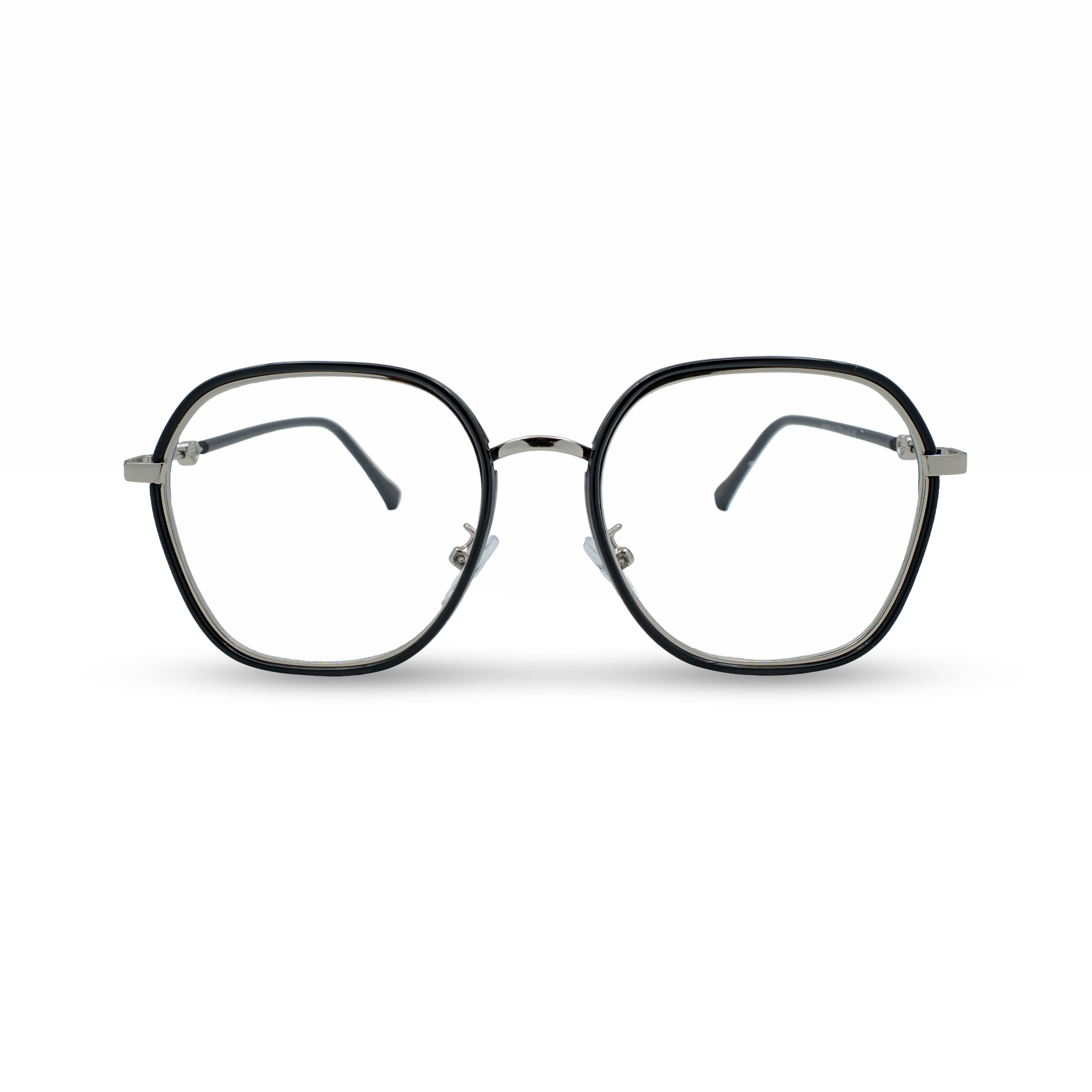 Stijlvolle ronde bril met zwart-zilver montuur, perfect voor dagelijks gebruik